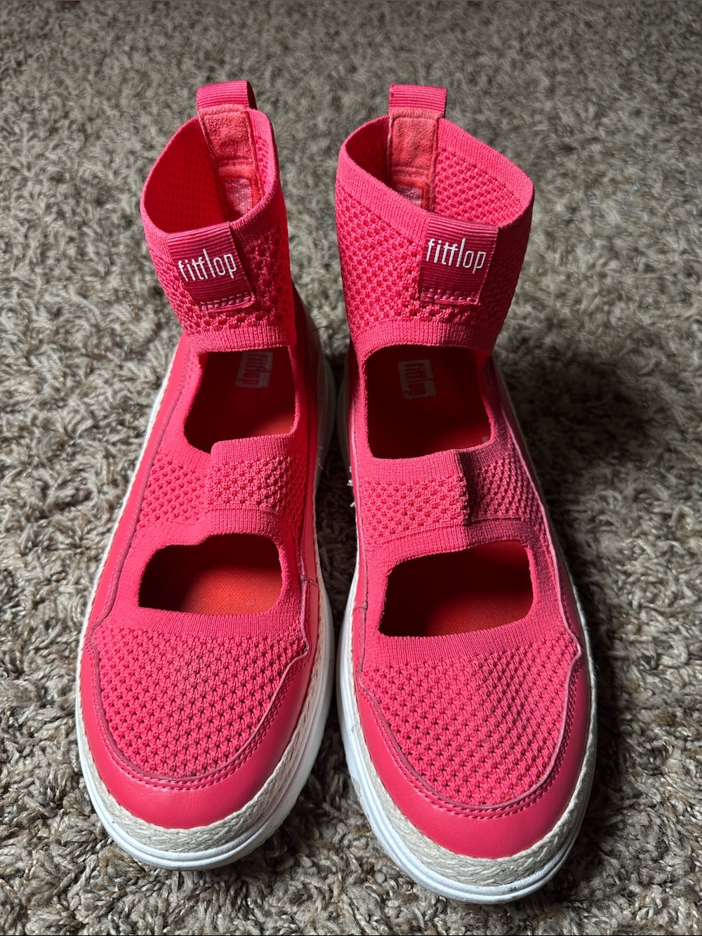 FitFlop High Top Mary Jane Pink Knit Espadrille Slip-On Wimen’s Size 8.5